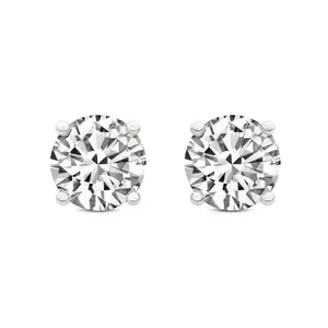 Lab Diamond Stud Earrings 14Kt Yellow Gold 1Ct Four Prong Round Lab Diamond Stud Earrings E-F-G Color, VS Diamond, IGI Certified - Friendly Diamonds