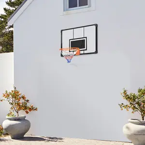 Soozier Wall Mounted Basketball Hoop with 45" x 29" Shatter Proof Backboard, Durable Rim and All-Weather Net for Indoor and Outdoor Use On-Site