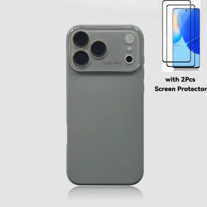 Cute Soft Phone Case with 2Pcs Screen Protector for  iPhone 17/16/14/13/12 Pro Max Plus AIR Full Lens Coverage & Liquid-Like Large Window | Anti-Fingerprint Drop-Proof Durable| Compatible with iPhone 17 Pro Max