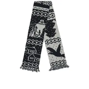 Beams Plus Muffler Jacquard Nordic Pattern Scarf in Navy
