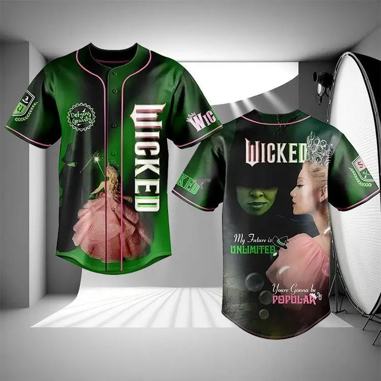 Wickked Baseball Jersey, Comfy Wizard Of Oz Baseball Shirt, Unique Jersey Shirt Gifts for Music Fans