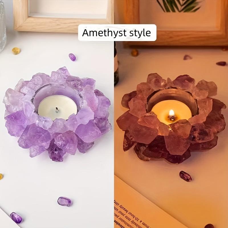 Handmade Lotus Crystal Aromatherapy Set - Candle Holder and Diffuser Bowl Infused with Natural Crystals | Unique Birthday Gift, Suitable for Him and Her, Perfect for Halloween, Christmas, Thanksgiving, and Other Holiday Decorations