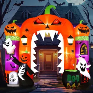 10FT Inflatable Halloween Arch - LED Glow Haunted Yard Pro|   Renter Friendly Quick Setup|   Indoor/Outdoor Ghost Pumpkin Decor Ornaments Decoration