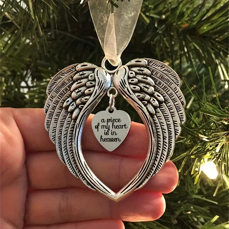 My Heart Is in Heaven Angel Wings Christmas Ornament, Home Decor Ornament, Festive Holiday Decoration, Christmas Decorations, Perfect Gift for Loved Ones, Unique Design