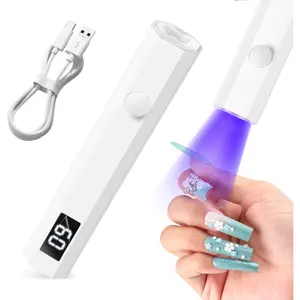 Mini Handheld Nail UV Light, 3W Portable LED Gel Curing Lamp, 2 Timing Modes 20s/60s, Household Salon DIY Manicure Tool, White
