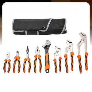 8-Piece Pliers Set,High Carbon Steel, 12"/10"/8" Groove Joint Pliers, 8" Linesman'S Pliers, 6" Slip Joint Pliers, 8" Long Nose Pliers, 6" Diagonal Cutter, 10" Adjustable Wrench, And Tool Bag