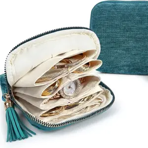 Tassel Zipper Jewelry Bag, Portable Bracelet Ring Organizer, Divided Compartments, Divided Storage, Perfect Gift for Mother's Day, High-Value Essential Accessory