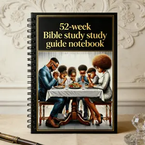 Premium Spiral-Bound 52-Week Bible Study Guide Notebook – Durable Black Coil Binding, Elegant Gold Accent & Family Blessing Cover Design, Comprehensive Year-Long Layout for Scripture Reading, Reflection & Family Devotions,Home Church & Long-Term Spiritual