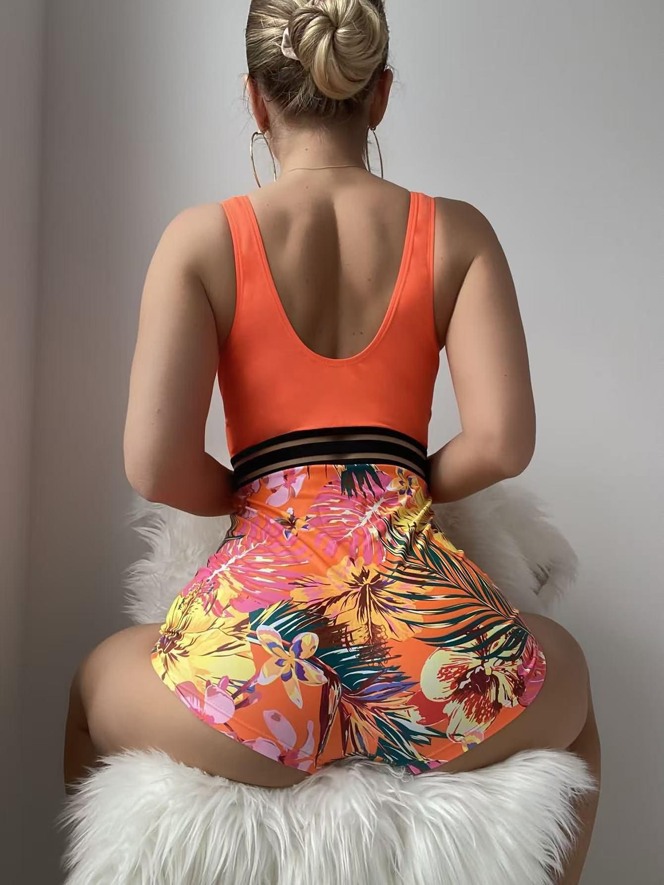 Thong bikini women's swimsuit anti roll Tankini top with belly cover design, suitable for water parks, parties, beaches, swimming, and summer essentials