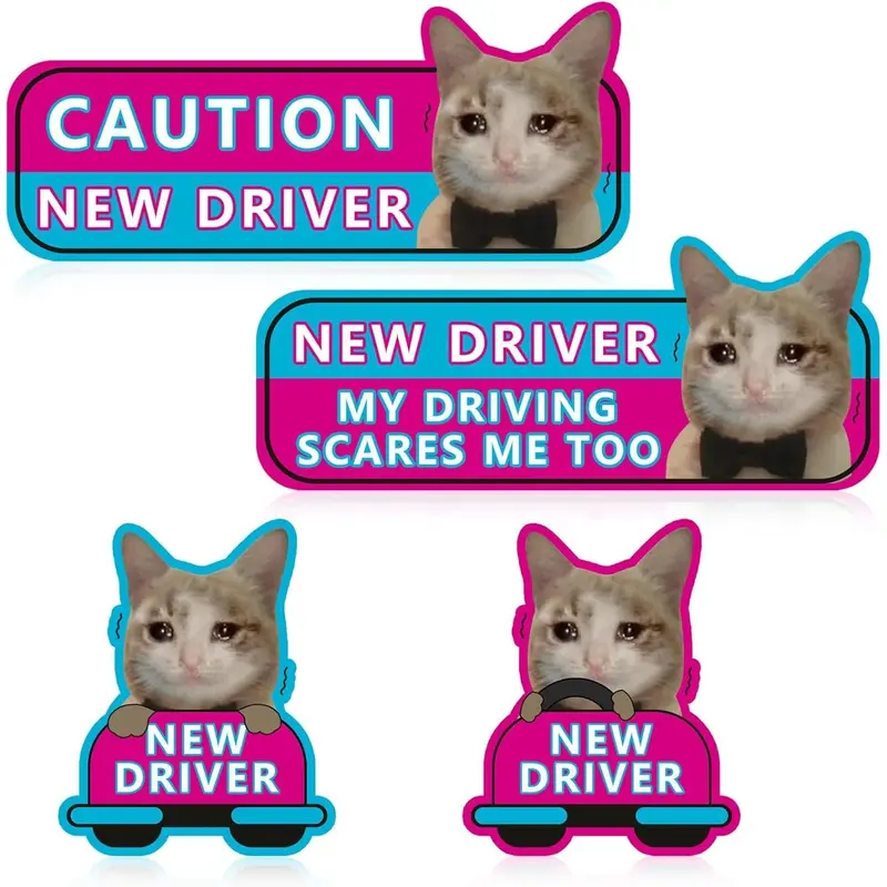 4 count Newbie    Stickers  Driver  for , Student Driver  for ,  Driver Sticker Funny  , Can Be  During Day & Night Sticker Supplies for  Bumper