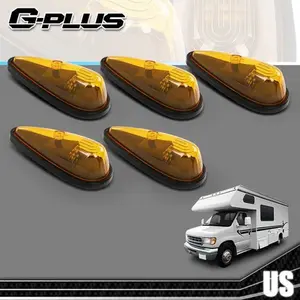 5PCS Fit For Motorhome RV Truck Amber Front Teardrop Cab Marker Lights 9 LED