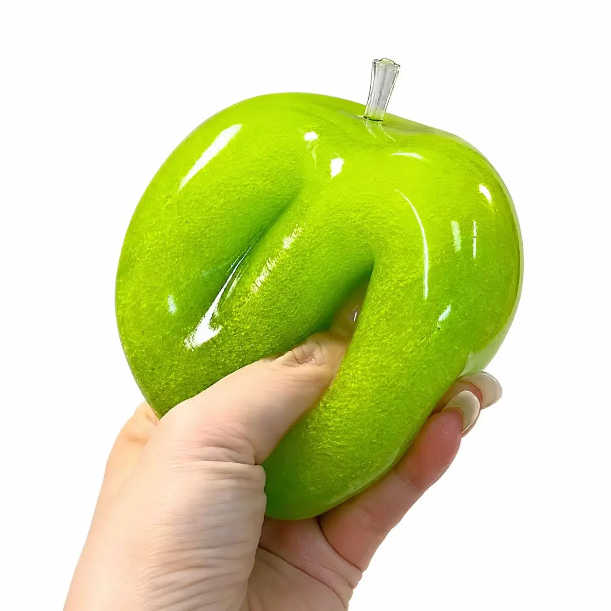 Chiboki squishy Slush texture light green Realistic Apple Squeeze  squishy stress relief for Adults ,for party & gifts,Soft Squeeze Stress Relief Desktop Ornament for Adults, Portable Office Decompression Decor, Ideal Party Favor & Holiday Gift