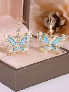 Simulated Opal Butterfly Earrings, Cute Elegant Zirconia Studs, Perfect Gift for Friends, Fashion Jewelry for All Occasions