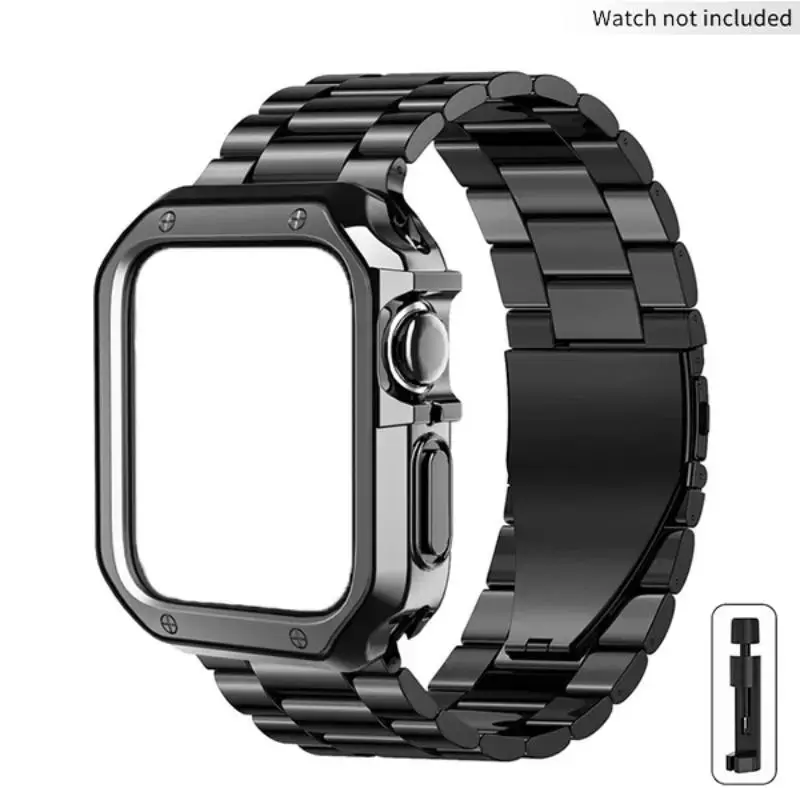 Stainless Steel Link Band Compatible with Apple Watch, Luxury Metal Bracelet Strap with Adjustable Clasp, Premium Replacement Wristband for Ultra Series & Series 1-11, Men Women,back to school,back to school haul