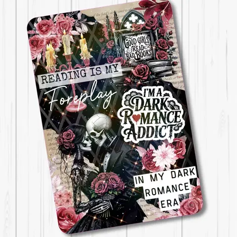 Dark Romance Holographic Cardstock Clear Case Insert for Kindle | Smutty Book Lover Gift | Bookish Stickers for Kindle | Booktok Smartphone Aesthetic Cover | Morally Gray Spicy Books | Skeleton