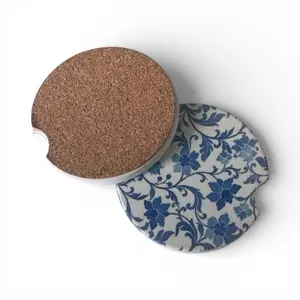 Car Cup Holder Coaster 2 Pack Absorbent Ceramic Universal Anti Slip Cork Base with Finger Notch for Cars SUVs Trucks Home Kitchen Office