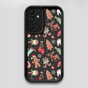 Christmas Gingerbreadman Reindeer Tree Candy Cane Pattern Case for Samsung Galaxy S24 Plus S25 S23 S22 Ultra S24+ Shockproof Non Slip Military-Grade Protection Silicone Cover