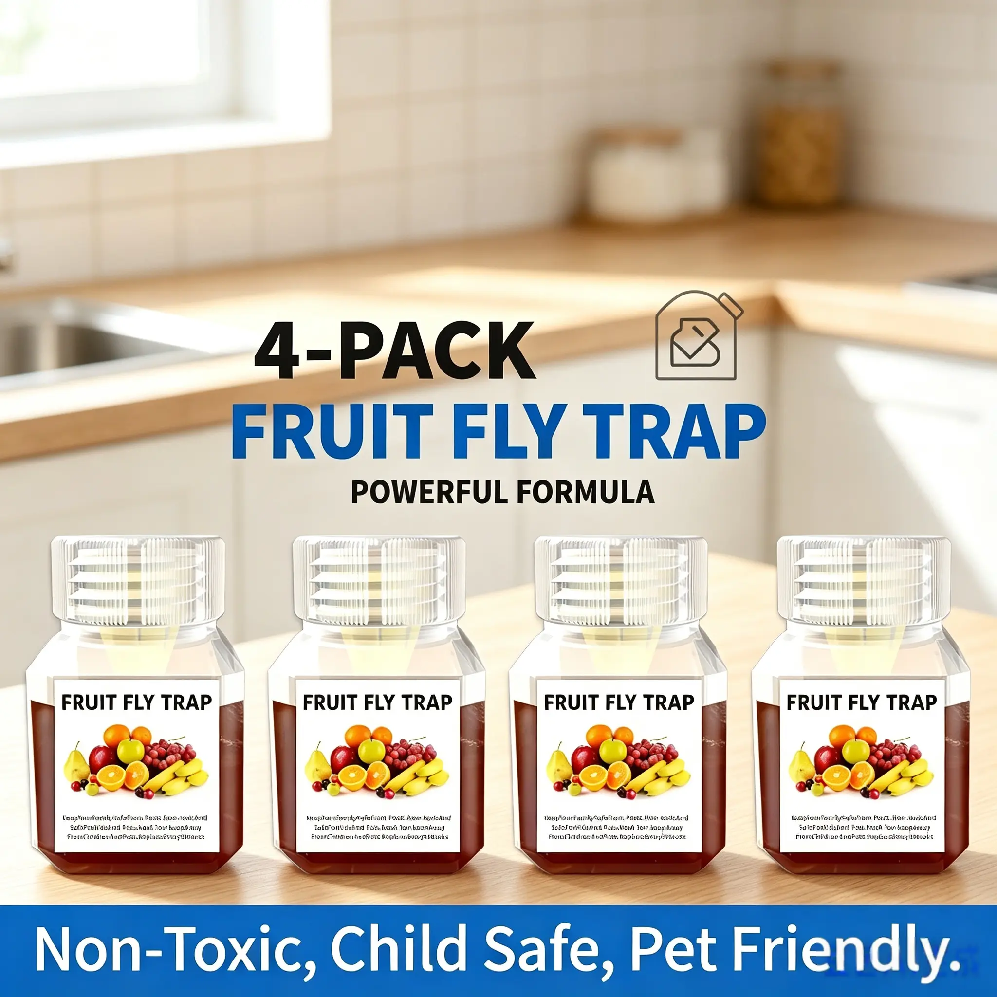 4-Pack Household Indoor Insect Trap, Chemical-Free Child-Safe Pest Trap for Mosquitoes, Fruit Flies, House Flies