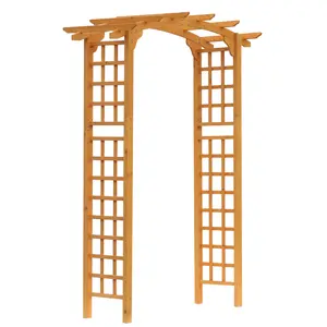 90in Wood Garden Arbor Arch with Trellis Wall for Climbing & Hanging Plants, Decor for Party, Weddings, Birthdays & Backyards