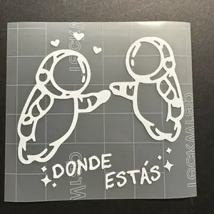 Donde Estás Decal Measuring 4.5in Wide 4.2in Tall with Character Design and Text Featuring "DONDE ESTÁS"