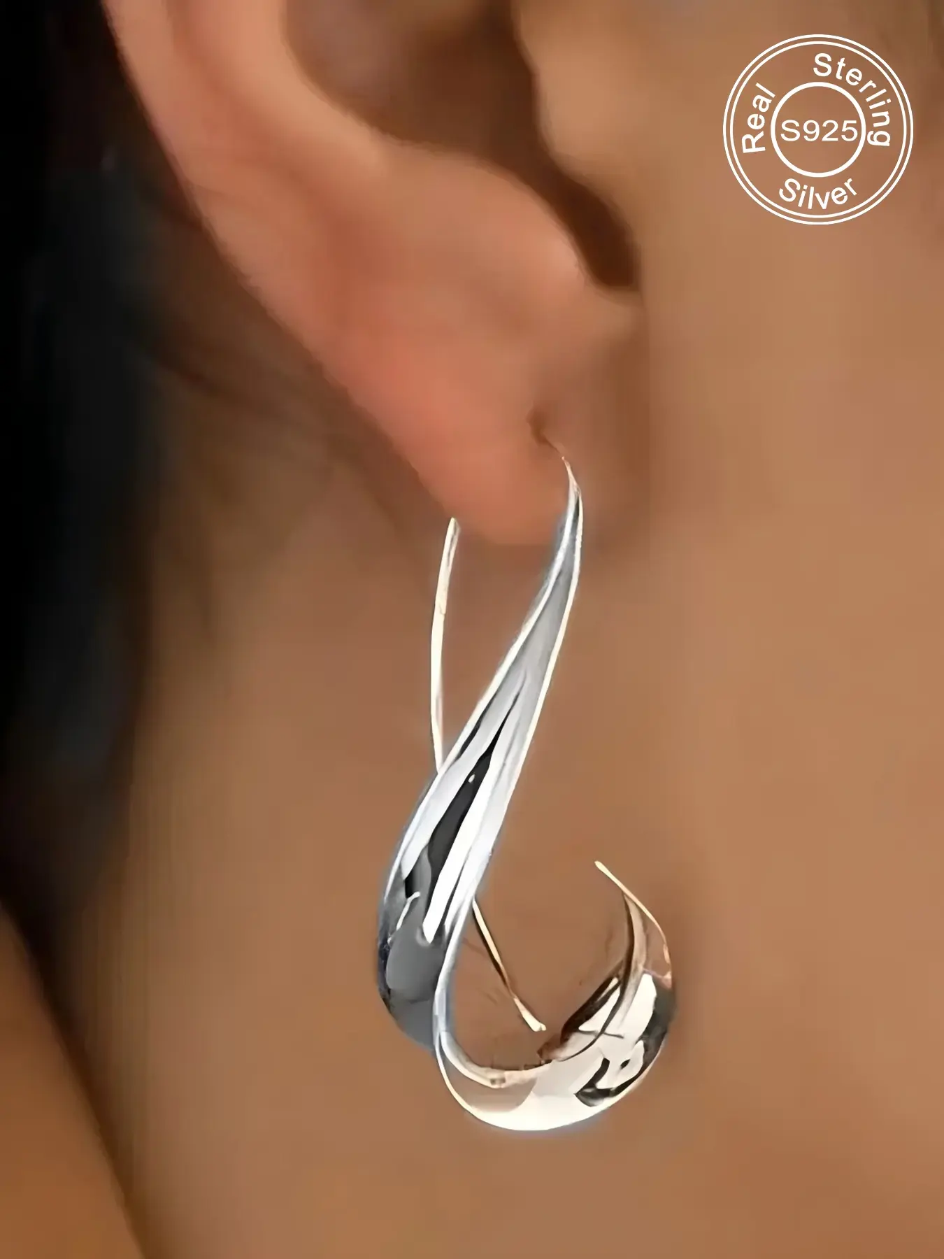 Elegant S925 Silver Twist Long Dangle Lightweight Earrings Dangling, Versatile Sparkling Ear Jewelry, Minimalist High-End Design, Slimming Fashion Accessory for Women, Unique Earrings
