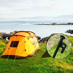 4 Iron Tent Poles, Outdoor Camping Tent Pegs with 4 Wind Straps, Durable Floor Stakes for Camping Gear Accessories