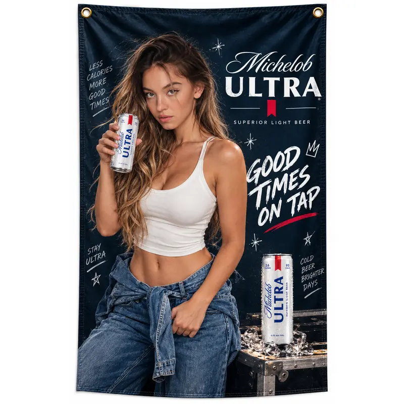 Sydney Sweeney Michelob Ultra Limited Flag, Retro Summer Beer Poster, Vintage Pin Up Style Wall Decor, Home Bar, Garage, Man Cave, Pool Room and Party Decoration