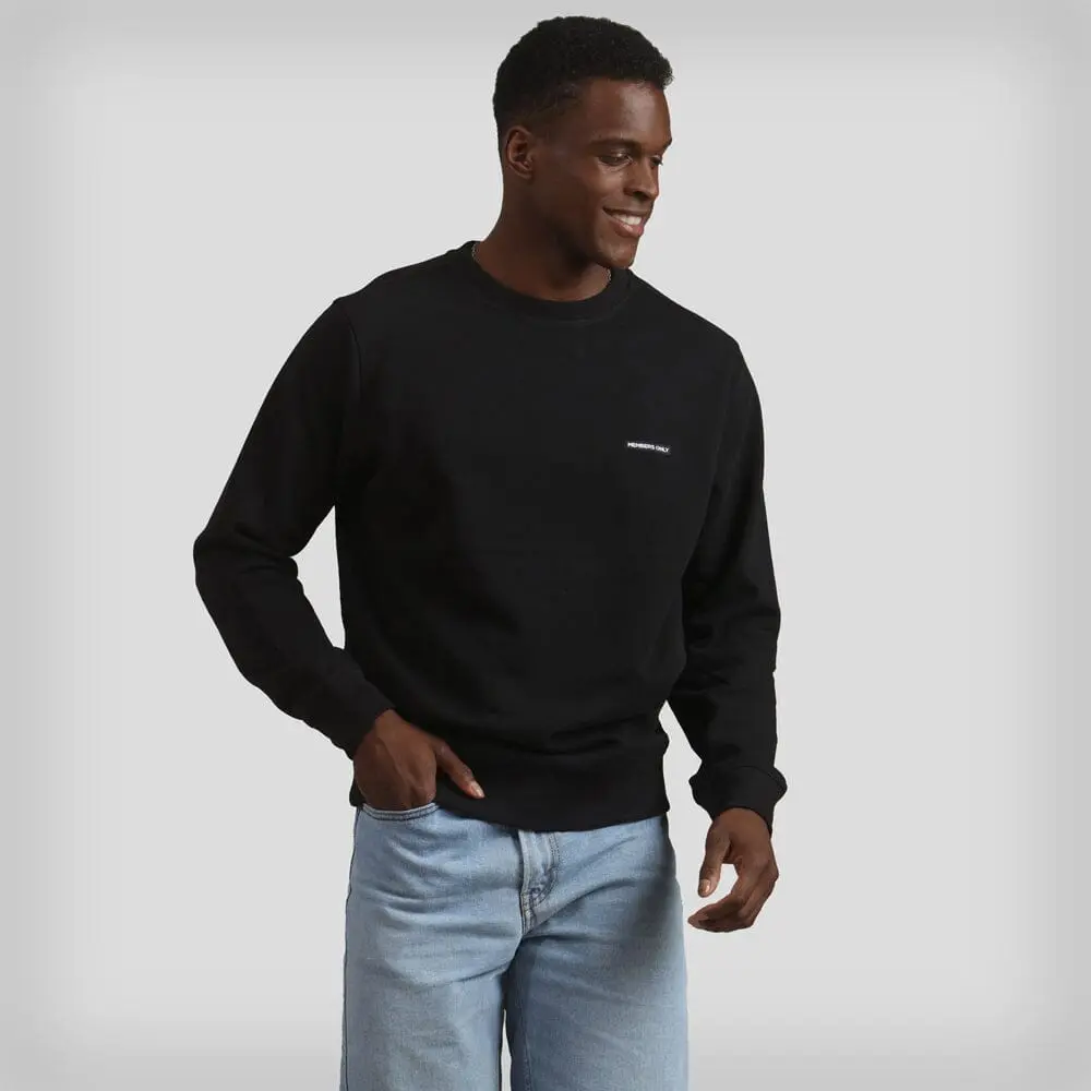 Preston Men's Crew Neck Sweatshirt, Long Sleeves, Medium Cotton French Terry, Members Only Logo Patch
