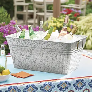Better Homes & Gardens- Large Rectangle Galvanized Tub BH28-056-099-29, 22 in L x 15 in W x 10 in H
