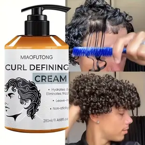 Men's 9.468fl.oz Curl Defining, Curl Enhancing Cream with Moroccan Argan Oil, Coconut Oil & Shea Butter for Long-Lasting Bounce, Curly and Loose Curls, Hydrates & Enhances Definition while Smoothing Frizz, Frizz Control, Travel Gift for Bo