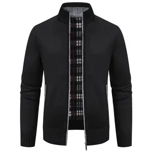 Men’s flat-pocket zip-up cardigan, autumn–winter casual long-sleeve stand-collar knit jacket, fashionable men’s knitwear for everyday wear GARMENTARY