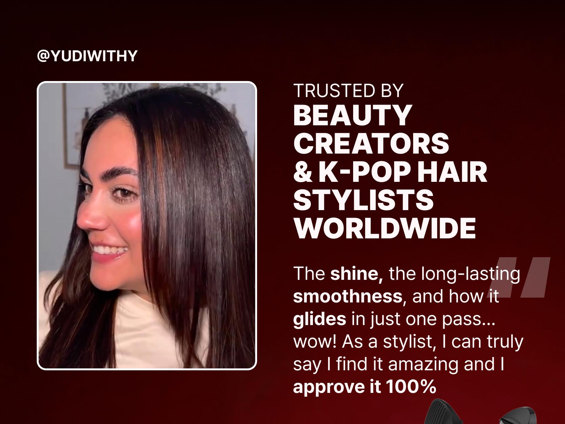 GLAMPALM GlamMuse Volumizing 1" Hair Straightener - All-Ceramic Flat Iron infused with Vita-C, Curved Plates for Volume & Curl, Trusted by K-Pop Hair Stylists, Dual Voltage Hair Straightener, Silk Press (GP202T)