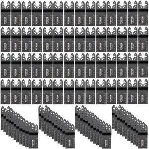 fathersdaygift VEVOR 100PCS Oscillating Saw Blades, Quick Release Multitool Blades Kit, HCS Tool Blades for Wood Plastic, Compatible with Dewalt Dremel Fein Worx Bosch Makita Milwaukee