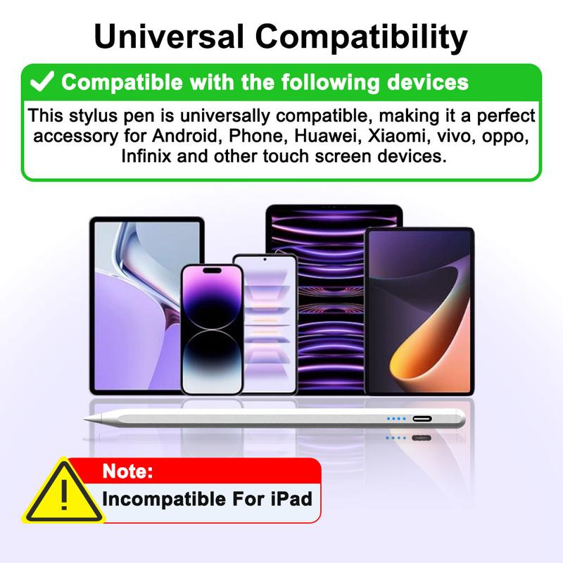 Stylus Pen for Android Tablets & Mobile Phones.Not compatible with iPad. Touch Pen for iPhone Tablet. Capacitive Pen for XIAOMI HUAWEI White Smartphone