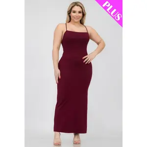 Plus Size Crisscross Back Split Thigh Maxi Dress