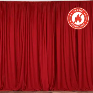 2 Pack 5ftx10ft Red Scuba Polyester Backdrop Drape Curtains, Durable Flame Resistant Event Divider Panels Wrinkle Free With Rod Pockets