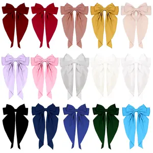 15 PCS Large Hair Ribbon Barrettes with Long Tails for Women & Girls Vintage French Hair Accessories Bow Clips Hairpins