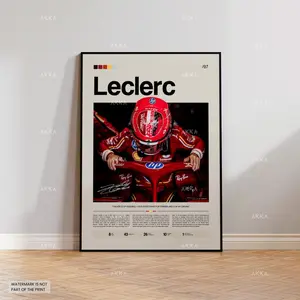 Charles Leclerc Poster, Leclerc Ferrari Wall Art, Framed Ferrari F1 Print, Motorsport Grand Prix Decor, Car Racing Artwork, Leclerc Ferrari
