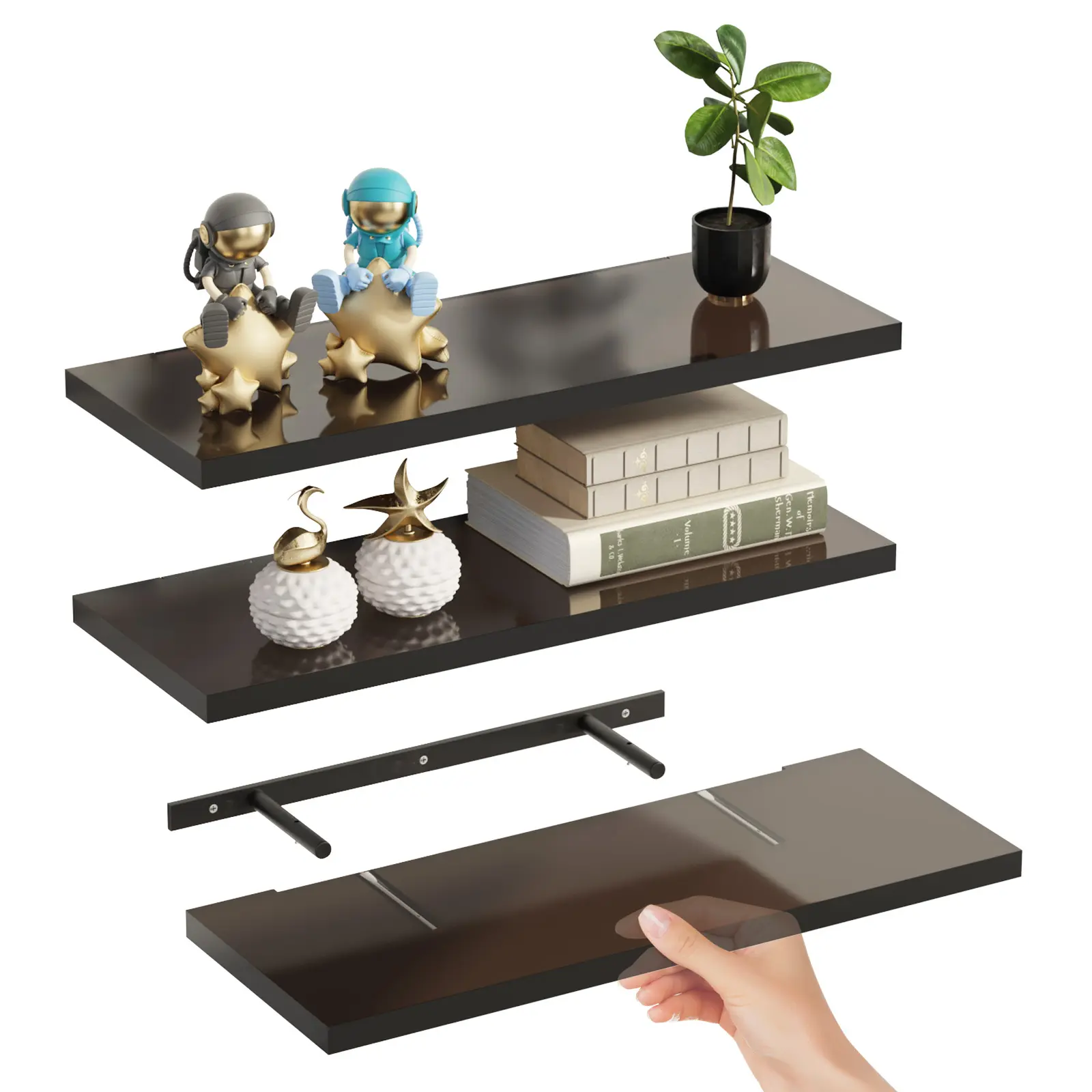 Modern Acrylic Floating Shelves Set of 3 - Wall-Mounted, Space-Saving Shelves for Bedroom, Living Room, Kitchen, Kids' Books & Bathroom Storage floating shelves shelves bedroom