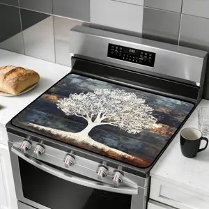 JOYFINITY Stove Top Cover for Glass and Electric Stoves, Multi-Design 3-in-1 Non-Slip Counter Protector Mat, Tree of Life & Butterfly Art – Stylish & Easy to Clean