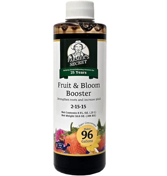 Farmer’s Secret Fruit & Bloom Booster Fertilizer - Super Concentrated - Boosts Flowering and Yield on All Varieties of Fruits, Vegetables and Flowers (8oz)