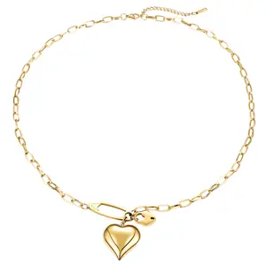 OIDEA Women's Stainless Steel Paperclip Chain Necklace, Letter & Thin Chain Necklaces with Engraved "Love You" Heart Pendant, Adjustable Layering Gift for Her, Letter Chain Necklaces