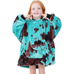 Kids Wearable Blanket Hoodie Oversized Warm Blanket Sweatshirt Perfect Gift for 2-6 Year Old Girls Boys