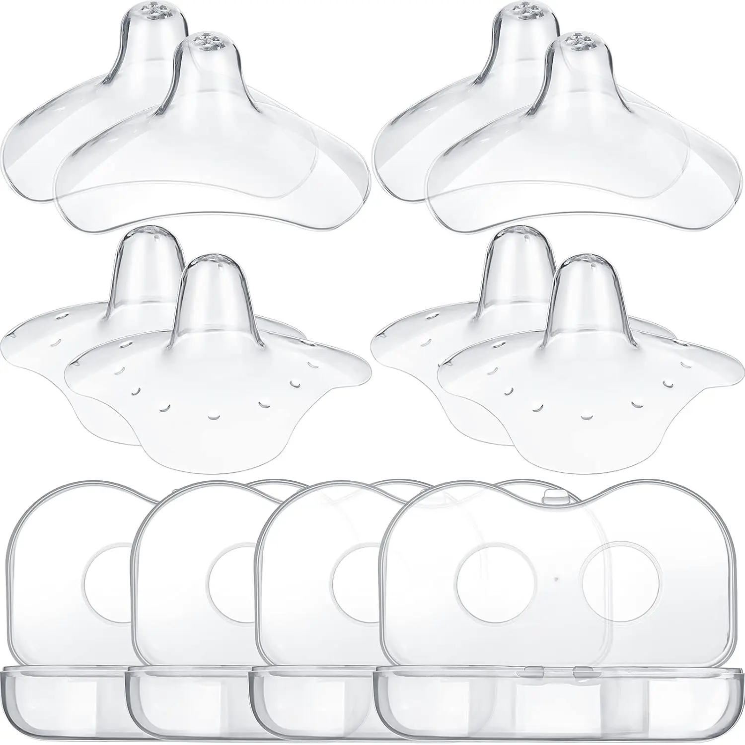 8 Pcs Nipple Shields for Nursing Newborn Breastfeeding 20 mm 15 mm Nipple Shield Bulk Silicone Protector with Clear Carrying Case for Protecting Sore, Flat or Inverted