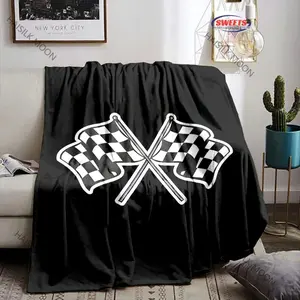 Racing Flag Print Flannel Throw Blanket – Large Soft Cozy Blanket for Sofa Bed Home Office Gift