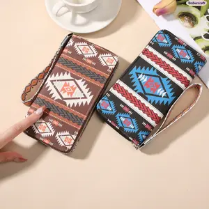 Women's Boho Long Wallet, Zip Around Clutch Wallet with Card Holder, Trendy Bohemian Wallet for Daily Use, Gift for Women