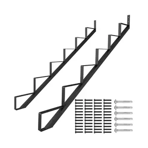 2PCS Black Powder Coated Steel 6-Step Stair Stringers, 50in Deck Height Stair Riser, 500LBS Max Load Outdoor Deck Stair Support Frame