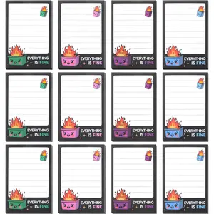 Dumpster On Fire Desk Accessories,12 Pads Pop up Cute Sticky Notes 3.54 x 2.36 Inch,It's Fine I'm Fine Everything is Fine,Memo Notes Funny Office Gifts for Women Men Coworkers