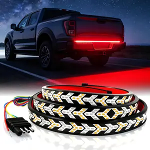 Truck Tailgate Led Light Strip, 59Inch Led Tailgate Light Bar Waterproof Arrow with Sequential Turn Signal Break Runing Red & Amber Flexible for Pickup Truck