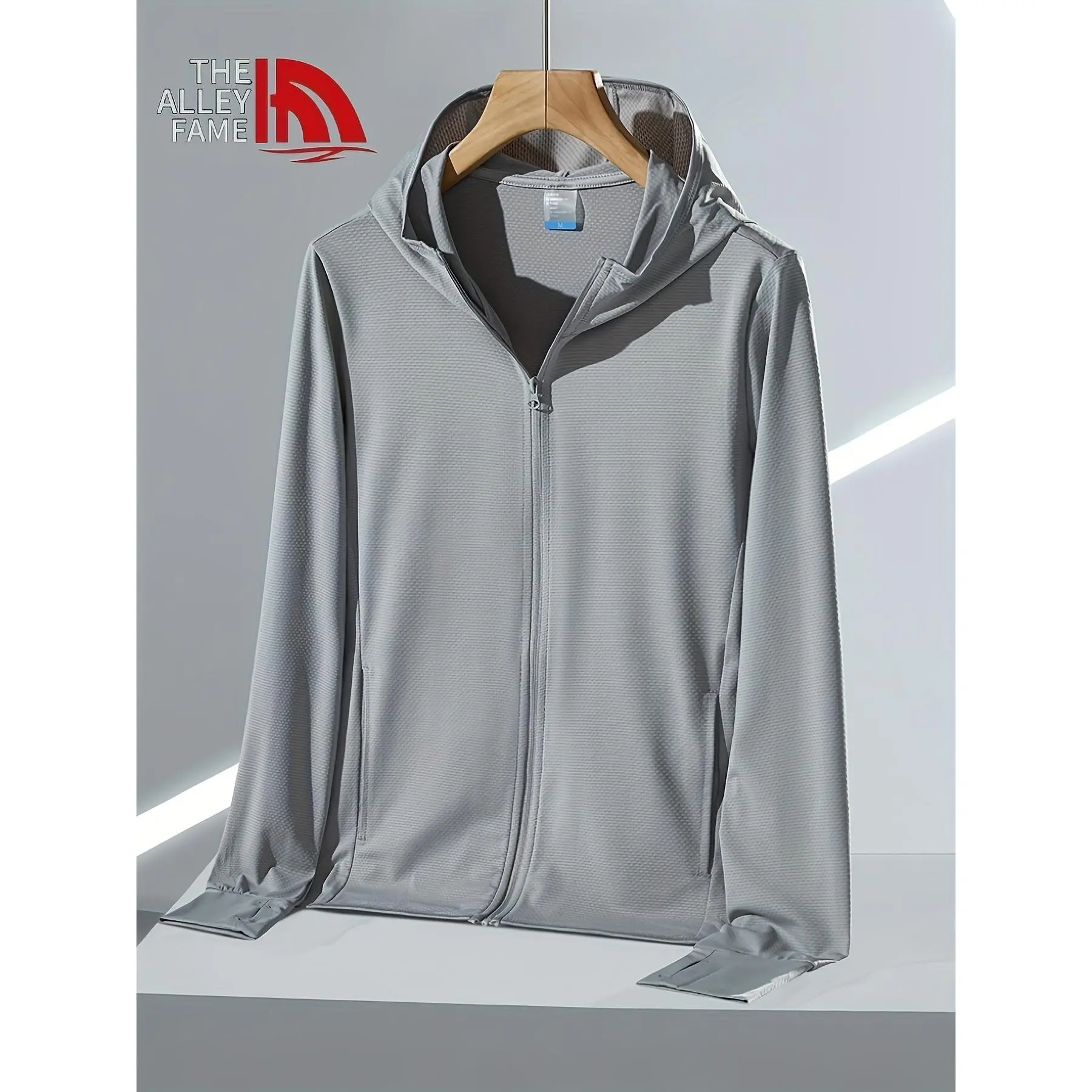 One-piece men's spring/summer solid color long-sleeve sun protection shirt, cool, comfortable, lightweight and breathable, non-sticky even when sweating in summer, suitable as an outdoor casual light jacket, air conditioning shirt, cycling or fishing shir
